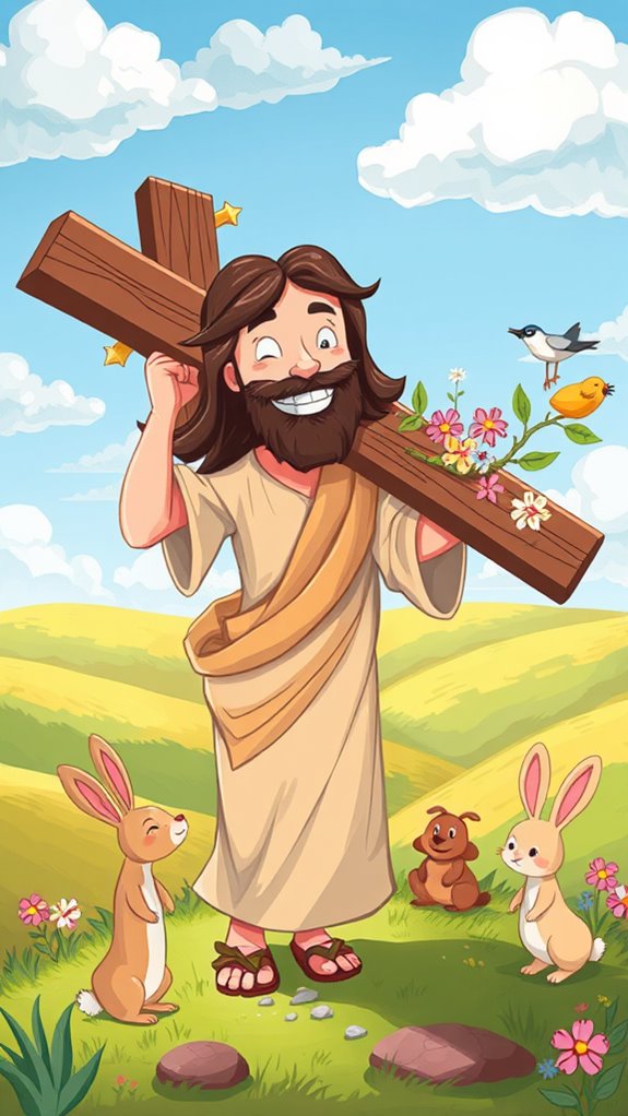 playful jesus cross illustration