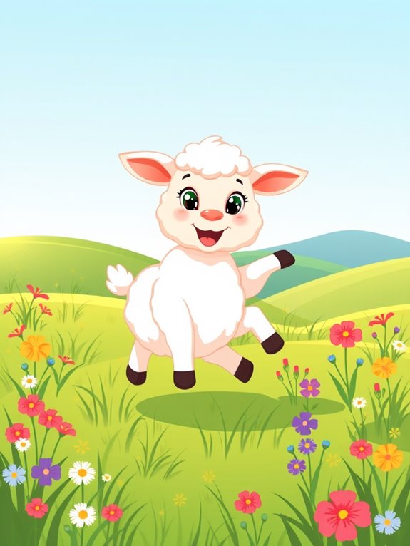 playful lamb clipart image