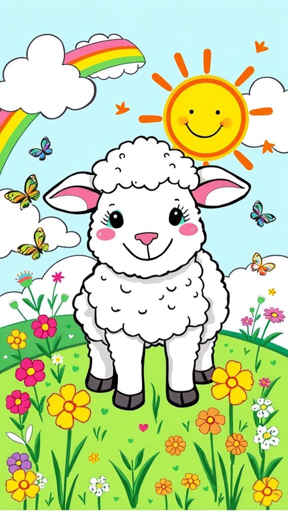 playful lamb drawing style