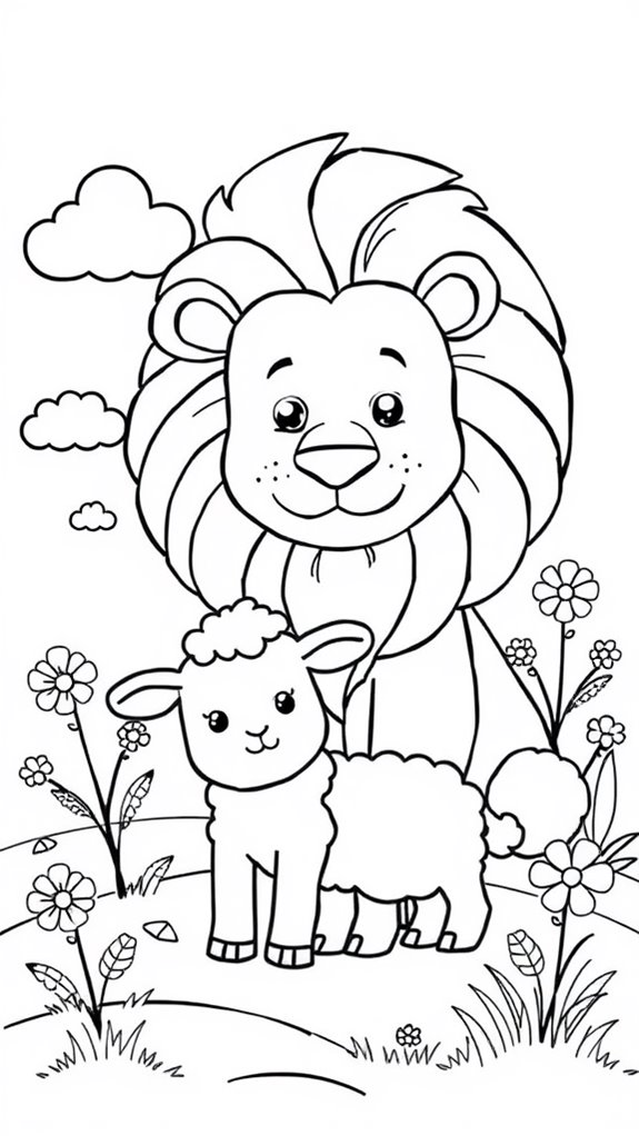 playful lion and lamb