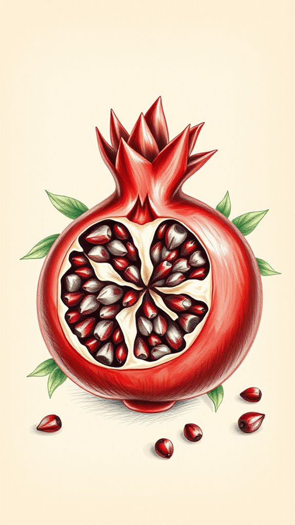 pomegranate illustration artistic detail