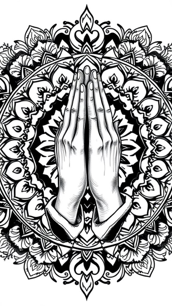 prayer hands mandala design