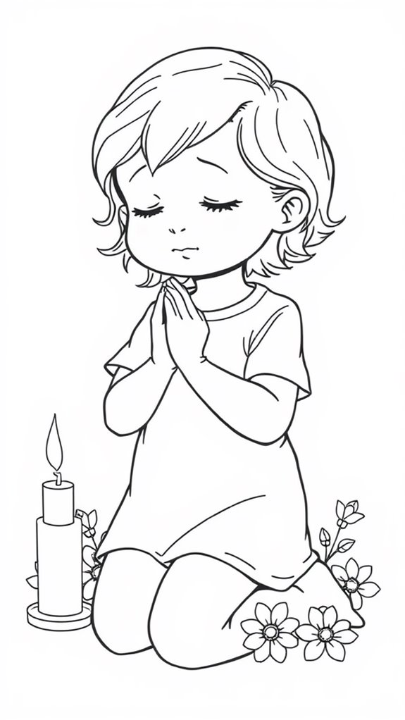 praying child line drawing