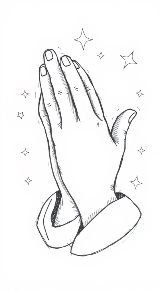 praying hands sketch illustration