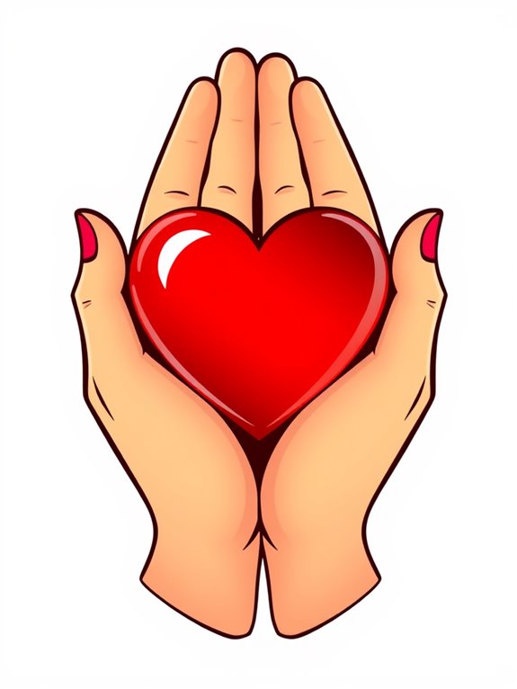 praying hands with heart