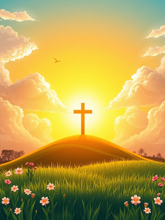 resurrection themed sunrise illustration