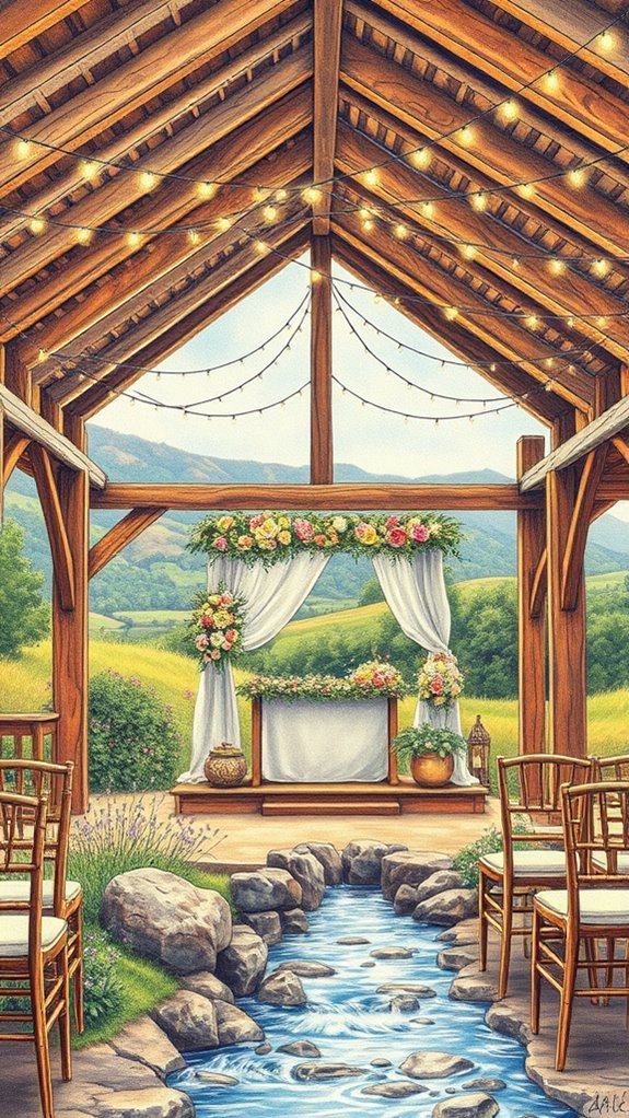 rustic wedding venue illustration