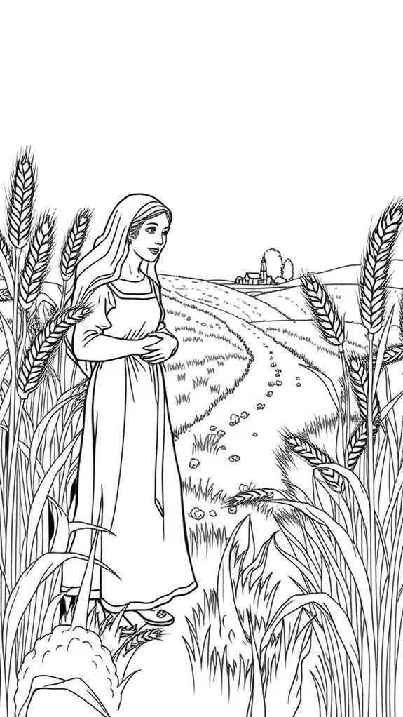 ruth coloring wheat scene