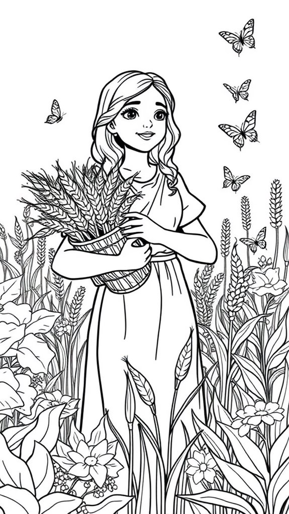 ruth gardening coloring page