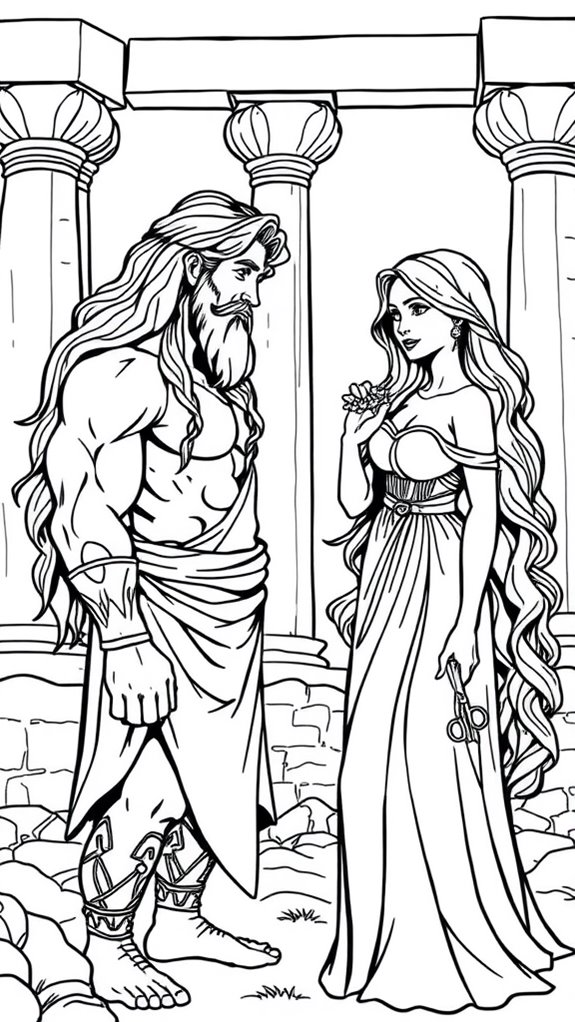 samson and delilah illustration