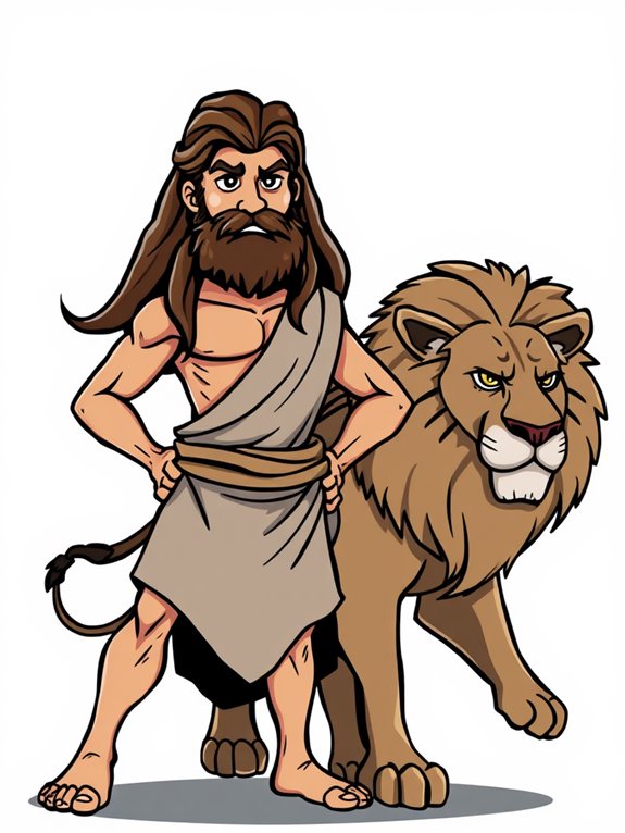 samson and lion clipart