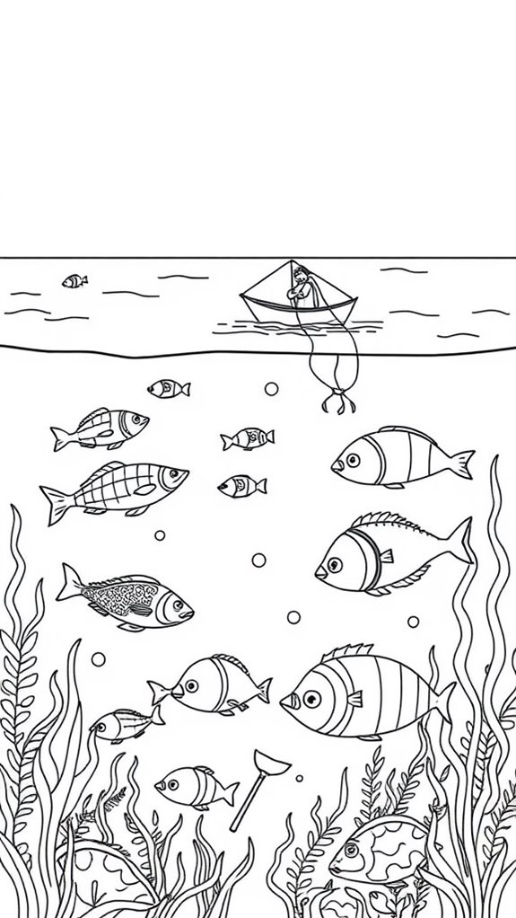 sea and fish coloring