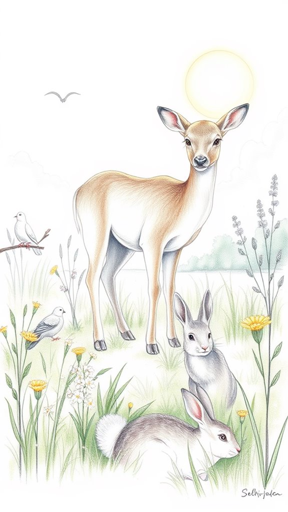 serene animal color illustration