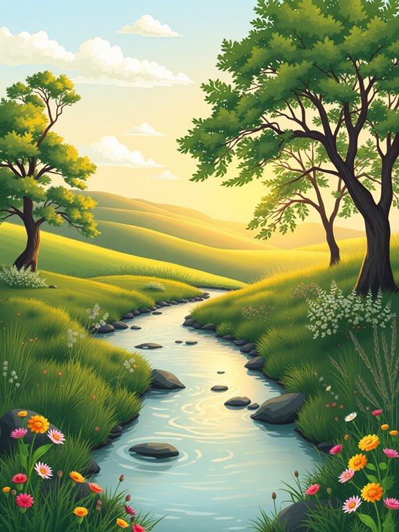 serene natural landscape illustration