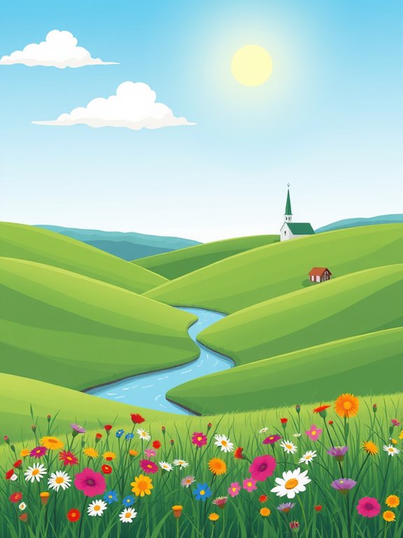 serene nature illustration clipart