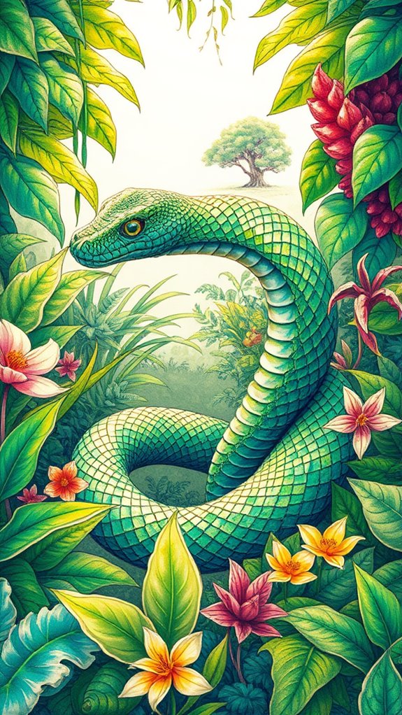 serpent among garden plants