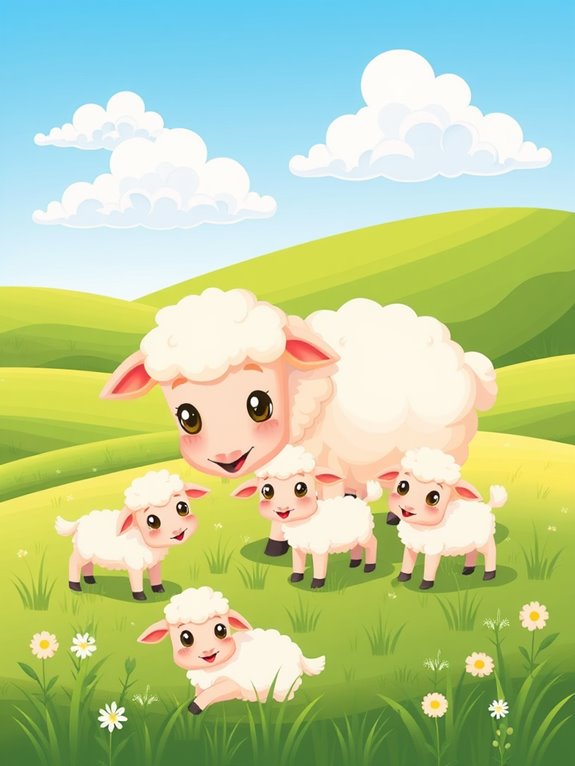 sheep and lambs illustration