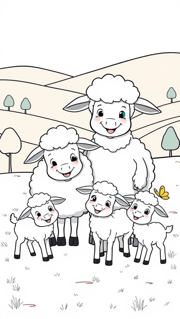 sheep family coloring page