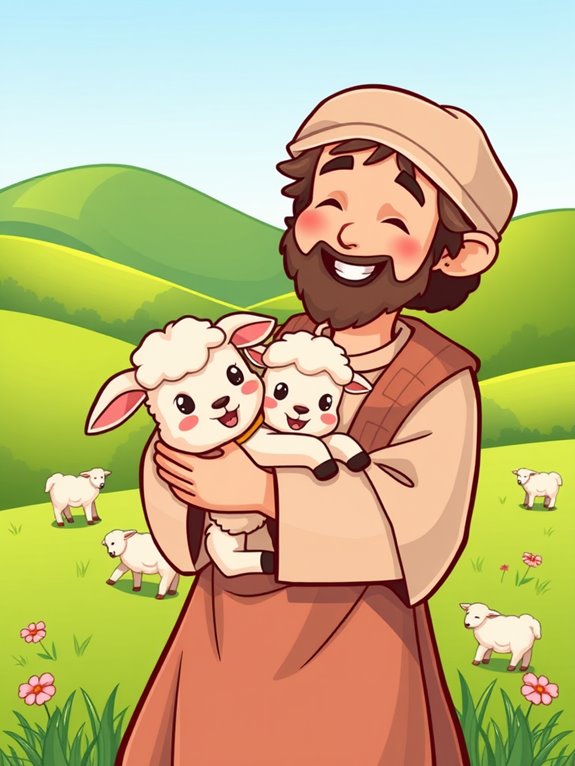 shepherd and cute lamb