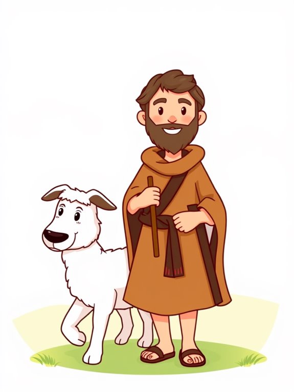 shepherd and dog illustration