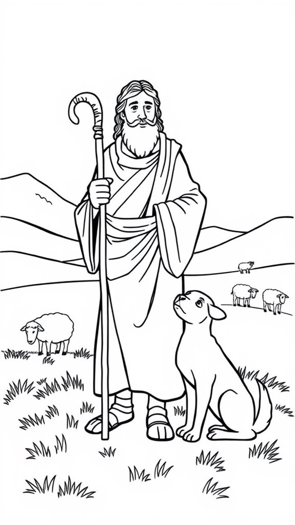 shepherd and dog illustration