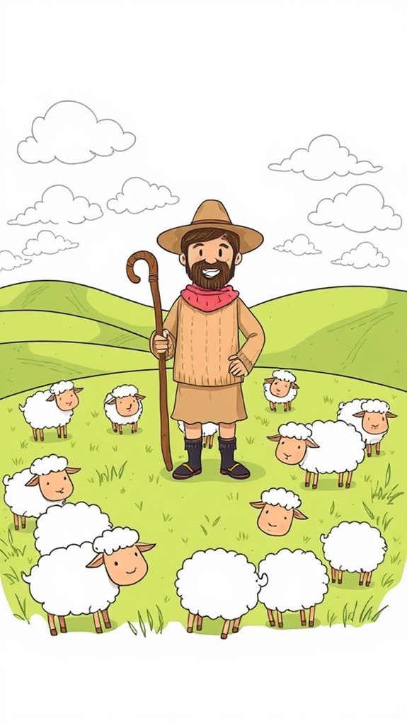 shepherd drawing with sheep