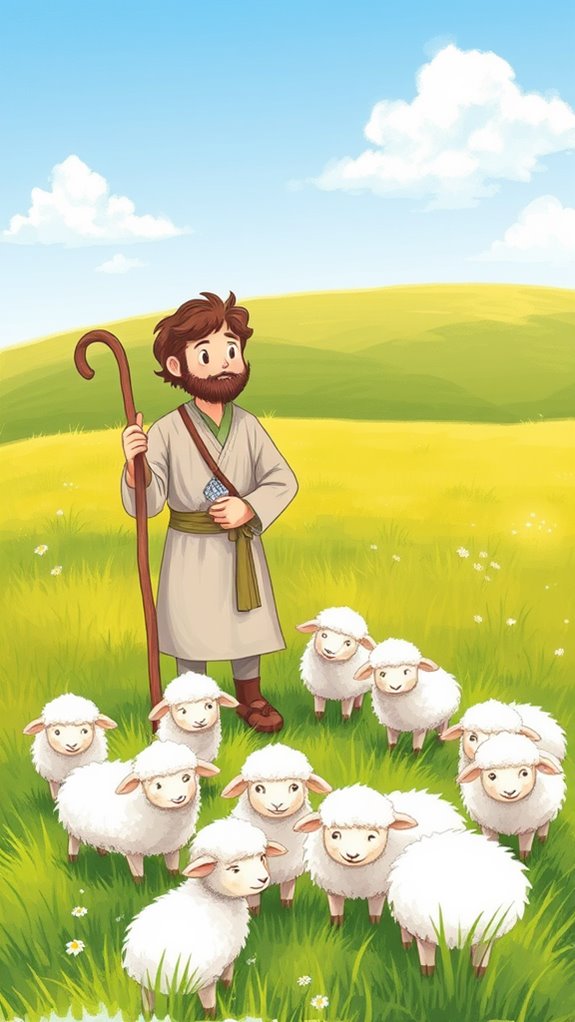 shepherd drawing with sheep