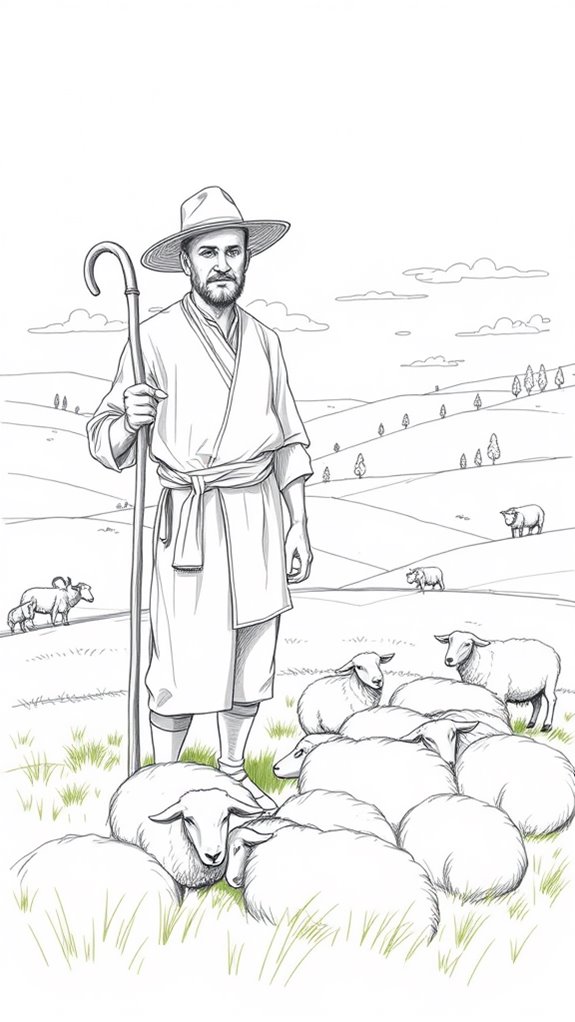 shepherd guiding his sheep