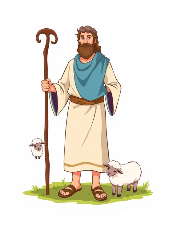 shepherd holding staff illustration