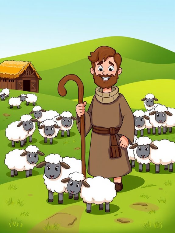 shepherd sheep barn clipart