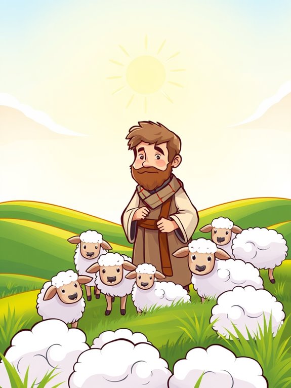 shepherd sheep sun clipart