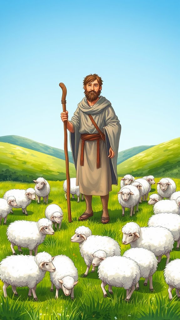 shepherd tending realistic sheep