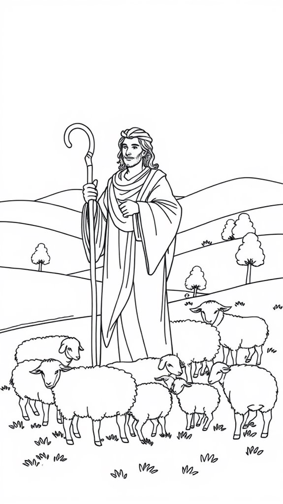 shepherd tending to sheep