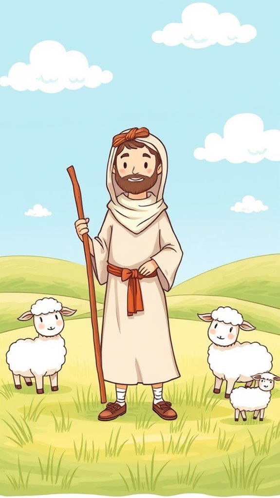 shepherd tending to sheep