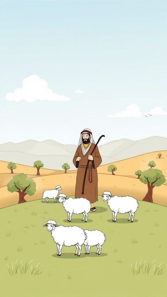 shepherd tending to sheep