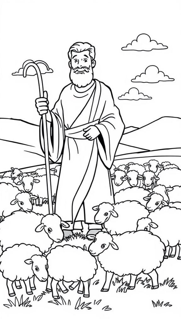 shepherd tending to sheep