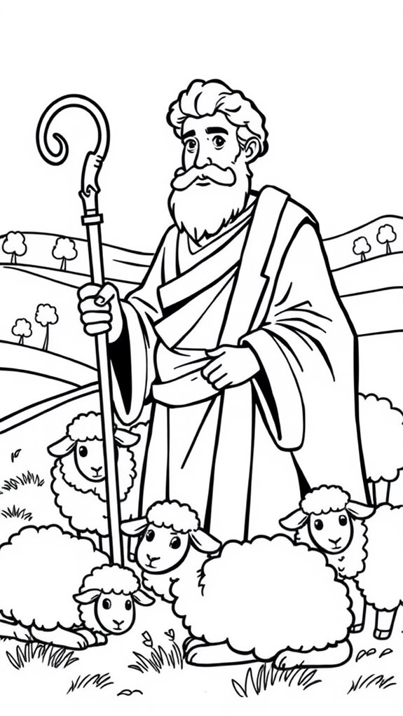 shepherd with sheep coloring