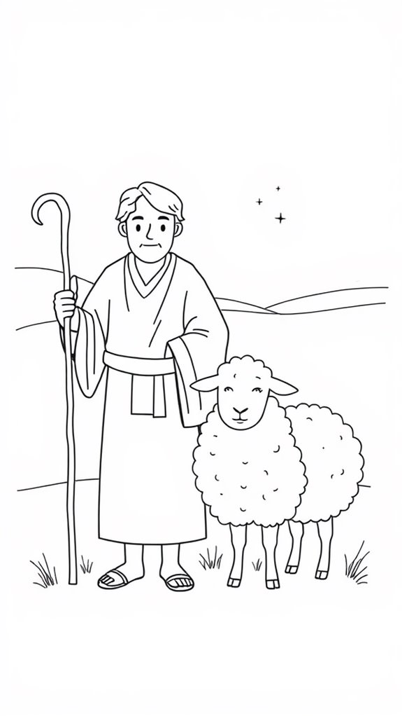 shepherd with sheep drawing