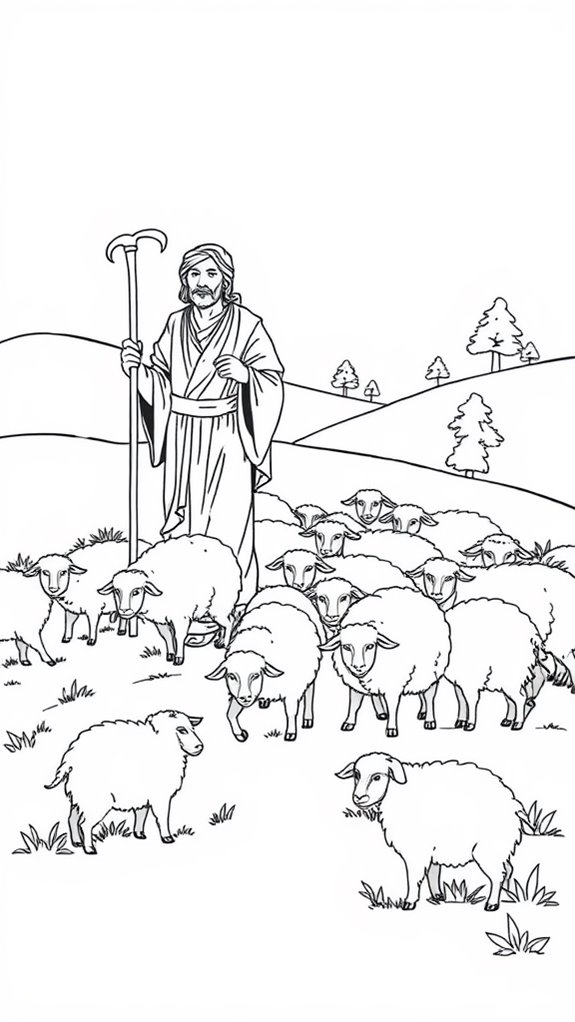 shepherd with sheep illustration