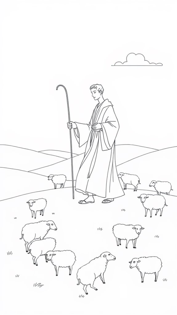 shepherd with sheep illustration