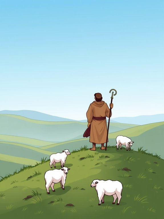 shepherd with sheep illustration