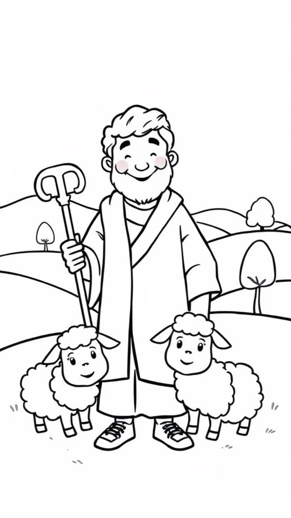 shepherd with sheep illustration