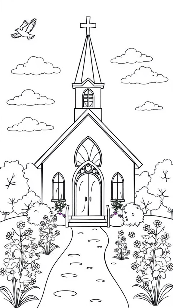 simple church line illustration