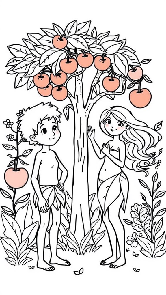 simple drawing of adam and eve