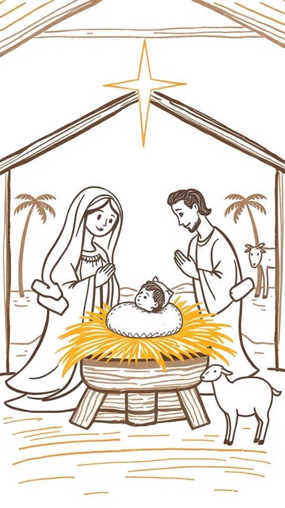 simple drawing of jesus birth