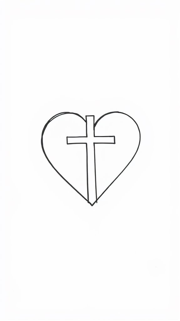 simple heart and cross