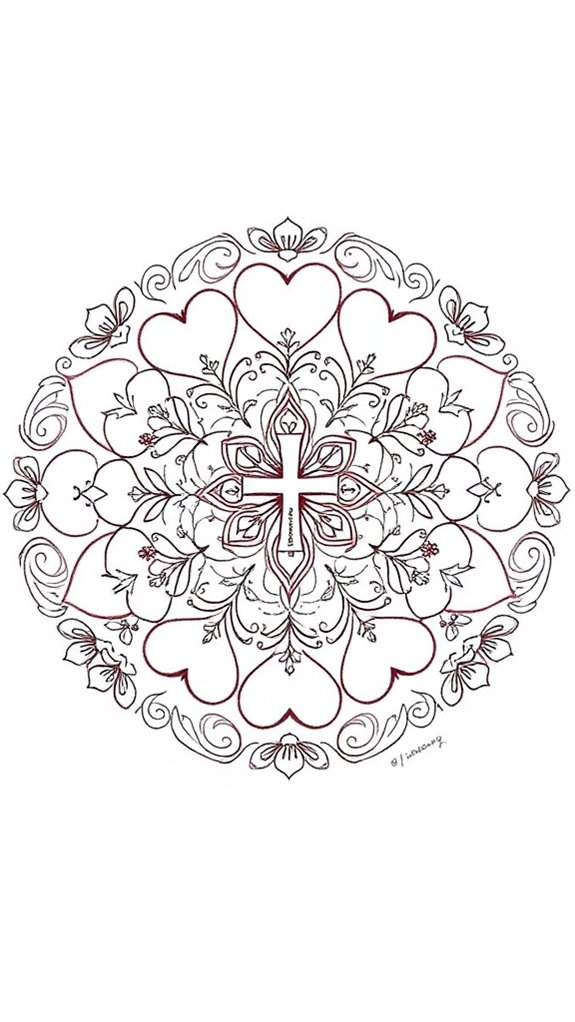 simple heart mandala design