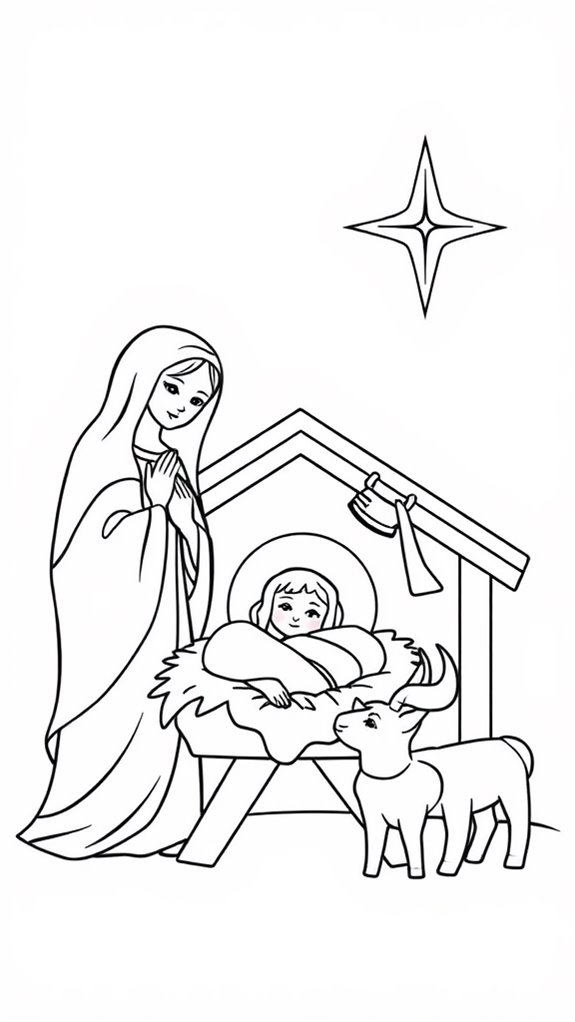 simple nativity scene coloring