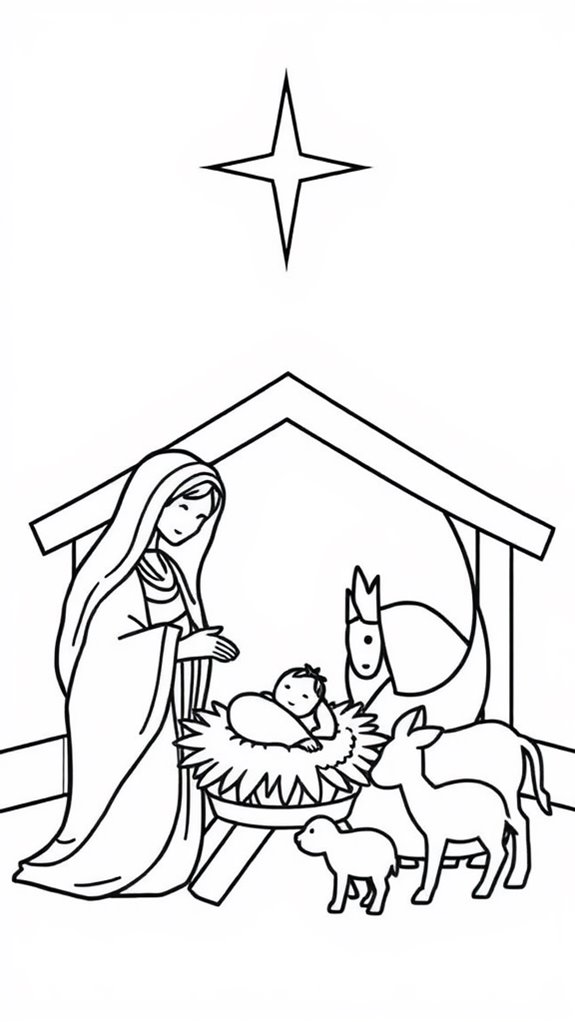 simple nativity scene coloring