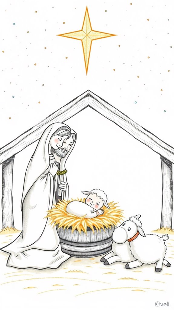 simple nativity scene illustration